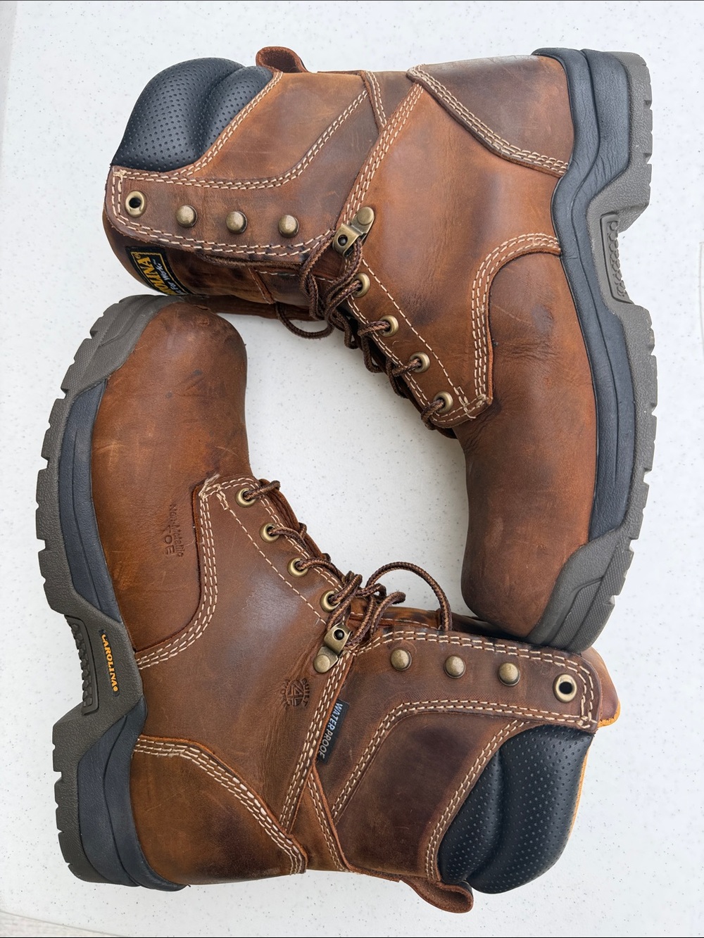 Classic Brown Leather Work Boots with Padded Collar
